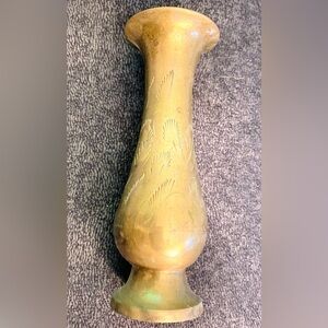 Vintage Brass Etched Vase flowers floral bud etched design  #4-43